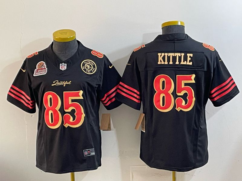 Youth 2026 San Francisco 49ers #85 Kittle Black gold Nike Limited NFL Jersey style 03